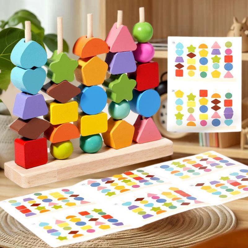 Wooden Blocks Stacking - Montessori-Spielzeug für frühes Lernen; Stapelblöcke aus