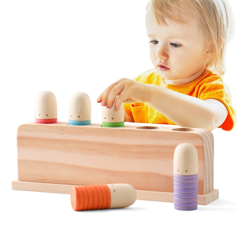 Wooden Blocks Stacking - Montessori Spielzeug Baby Holz springen Farber