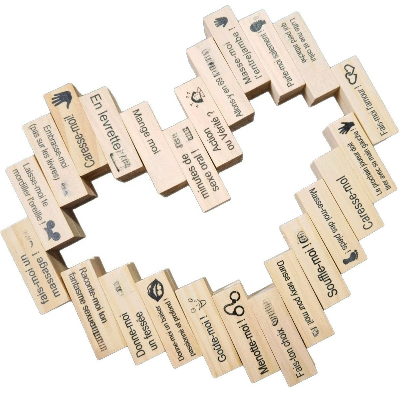 Wooden Blocks Stacking - 48-teiliges Sex-Blockspiel für Erwachsene, Paar-Dating-Ideen, Valentinstag,