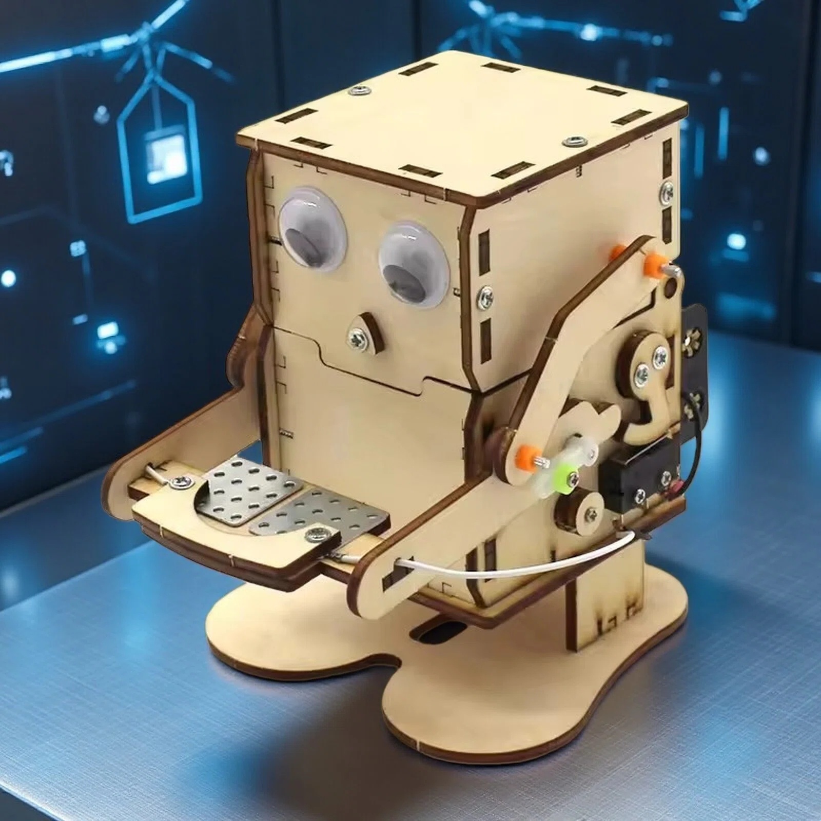 Science Experiment Kit - Münzschluckender Roboter Modell DIY Holz-Bausatz Wissenschaftsexperiment