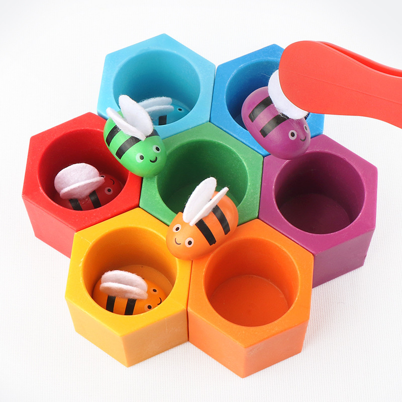 Wooden Blocks Stacking - Biene Brettspiele Montessori Frühkindliche Bildung Bausteine
