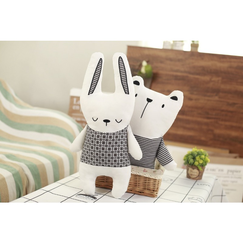 Kids Toys New Born - Baumwollgefüllte Puppe Hase Bär Einhorn Plüschkissen