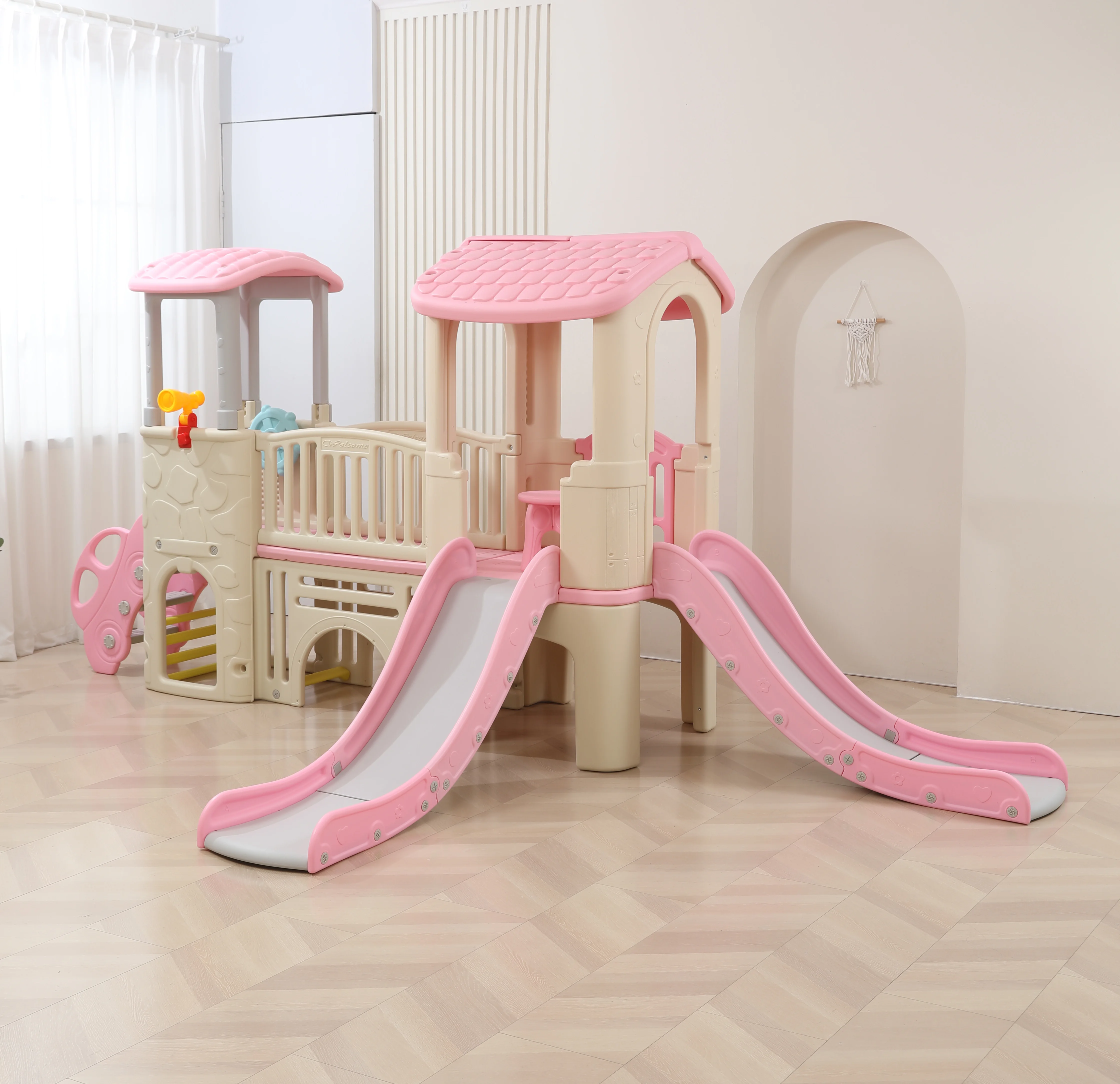 Kids Toys Mall - Großes Indoor-Spielhaus mit Doppelrutsche für Kinder,