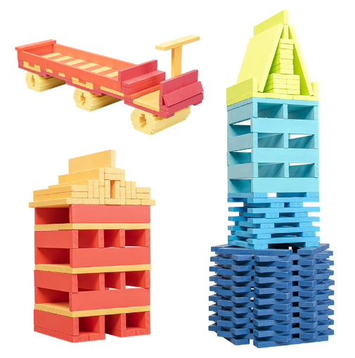 Wooden Blocks Stacking - 100PCS klassische Holz Baustein Bausatz Stapeln