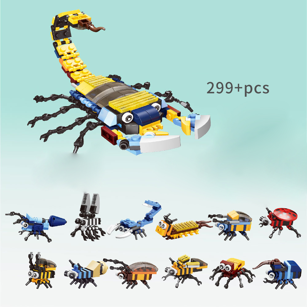 Kids Toys Elephant - 12-in-1 Tierbaustein Ziegel Set Skorpion Insekten