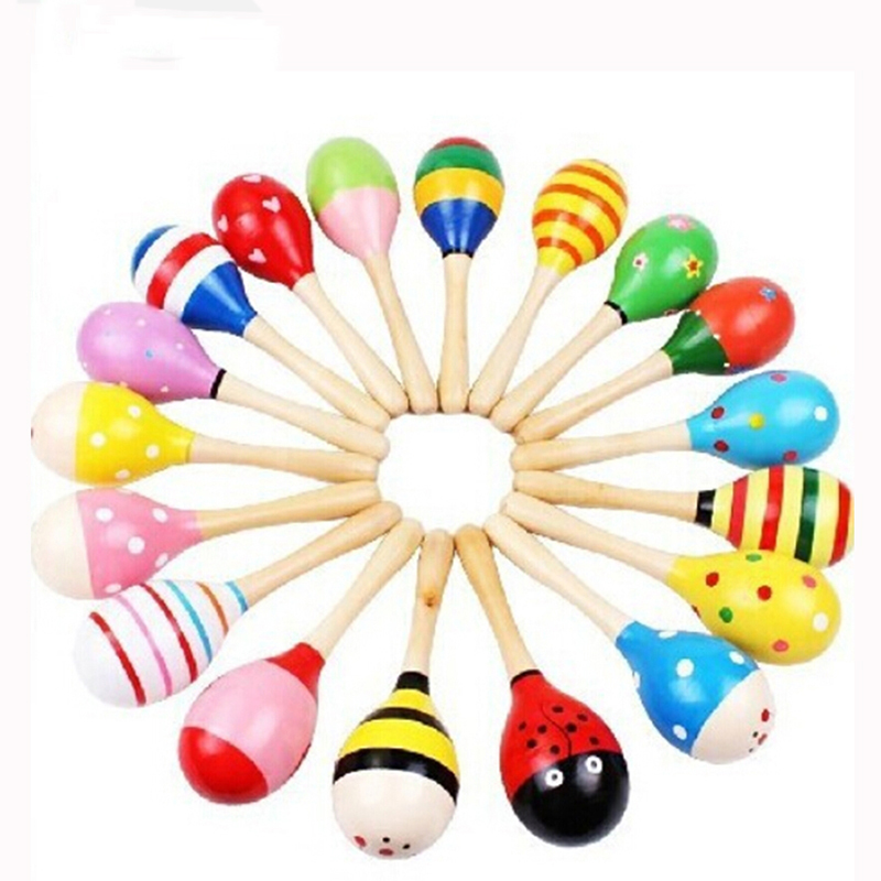 Kids Toys New Born - 2 Stück bunte kleine Holzrasseln Maracas