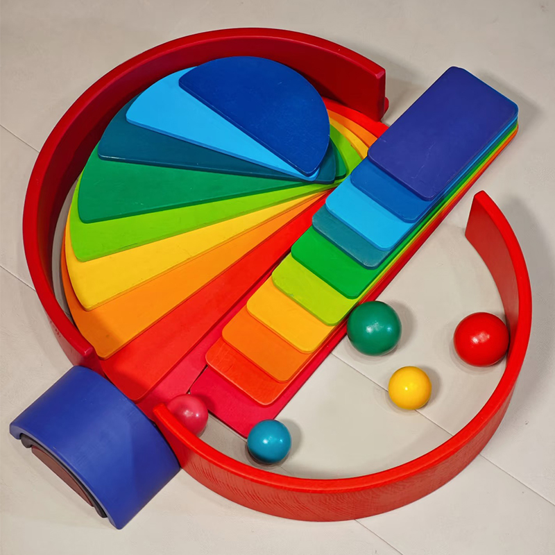 Holz-Regenbogen-Bausteine, bun – Wooden Blocks Stacking Bewertung und Preis