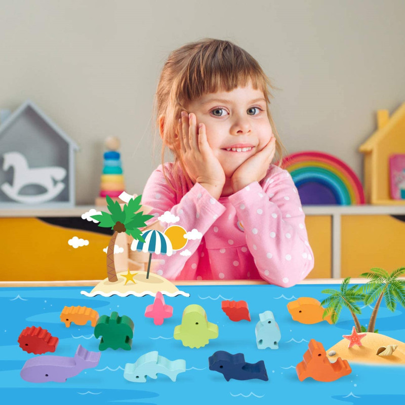Neue Kinder Montessori Holz Ti – Wooden Blocks Stacking Bewertung und Preis