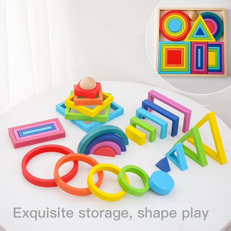 Montessori Holz Block Spielzeu – Wooden Blocks Stacking Bewertung und Preis