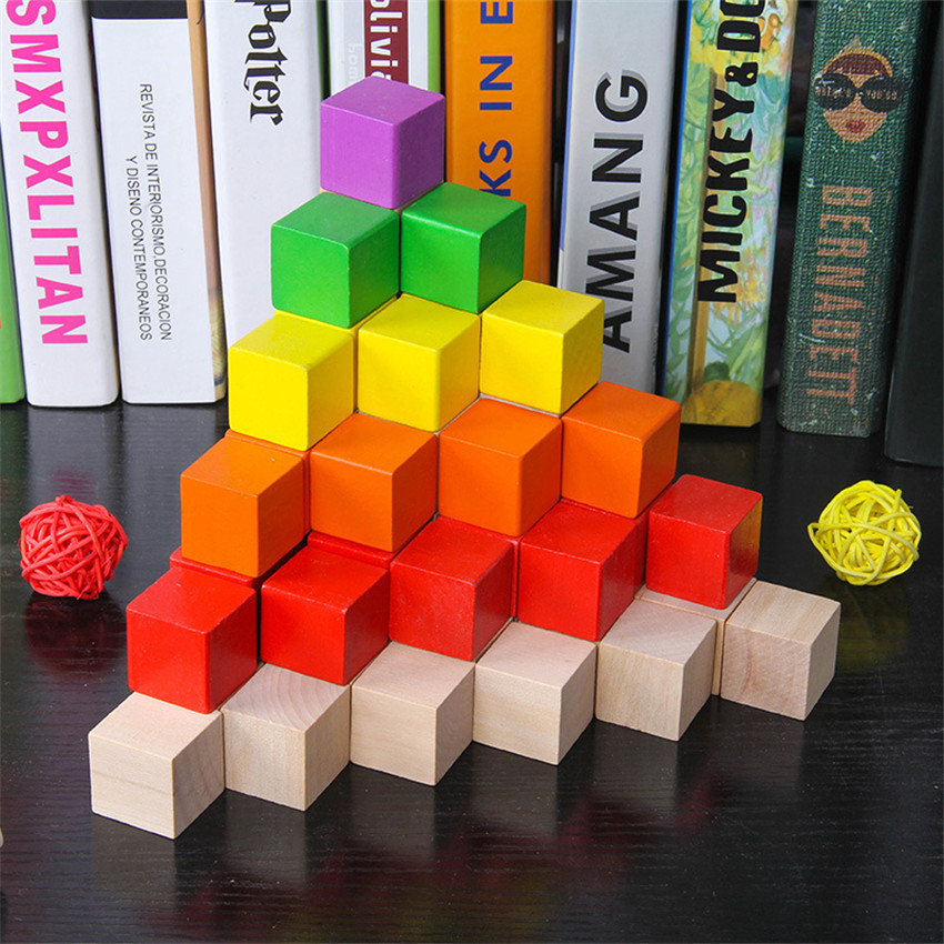 30 Stück/Set 2x2cm Bunte Holzw – Wooden Blocks Stacking Bewertung und Preis
