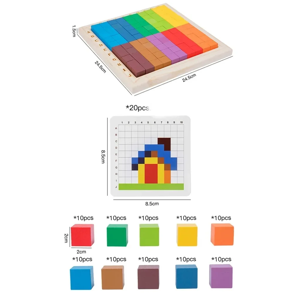 Montessori Farbzähl-Bauklötze  – Wooden Blocks Stacking Bewertung und Preis